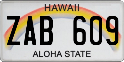 HI license plate ZAB609