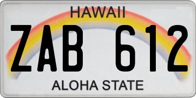 HI license plate ZAB612