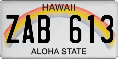 HI license plate ZAB613