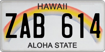 HI license plate ZAB614