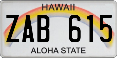 HI license plate ZAB615