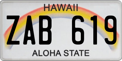 HI license plate ZAB619