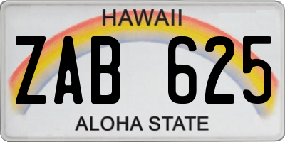 HI license plate ZAB625