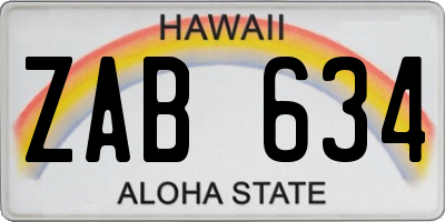 HI license plate ZAB634