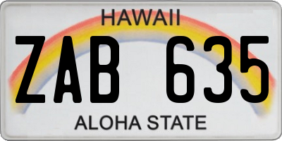 HI license plate ZAB635