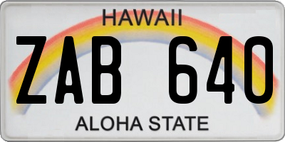 HI license plate ZAB640
