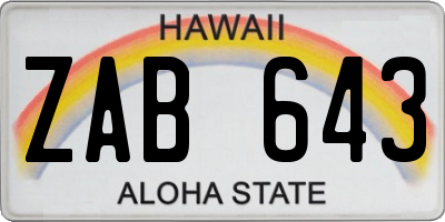 HI license plate ZAB643