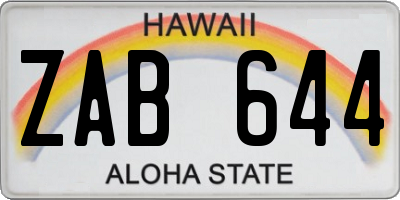 HI license plate ZAB644