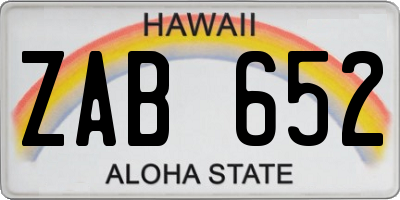 HI license plate ZAB652