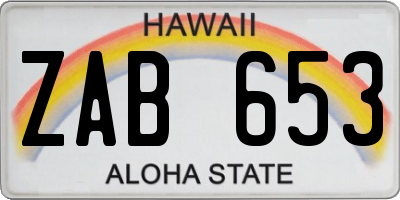 HI license plate ZAB653