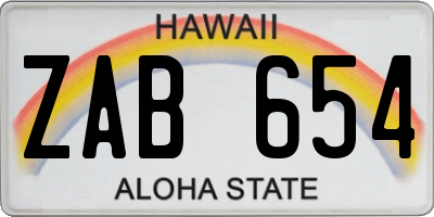HI license plate ZAB654