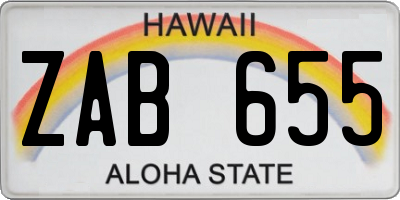 HI license plate ZAB655