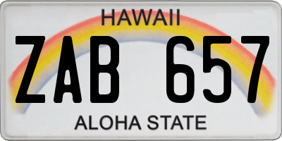 HI license plate ZAB657
