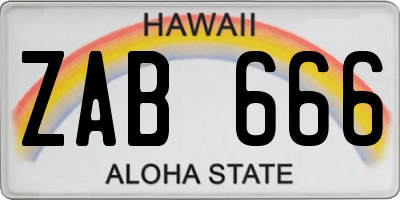 HI license plate ZAB666