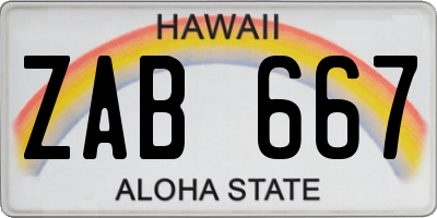HI license plate ZAB667