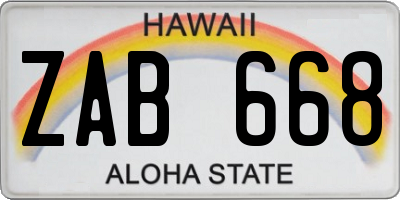HI license plate ZAB668