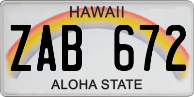 HI license plate ZAB672
