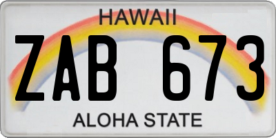 HI license plate ZAB673