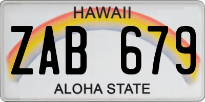 HI license plate ZAB679