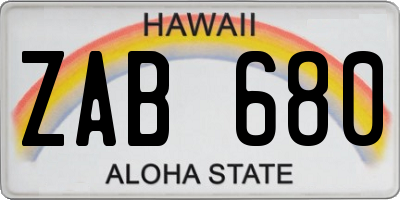 HI license plate ZAB680