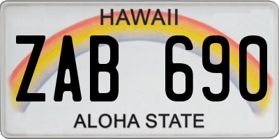 HI license plate ZAB690