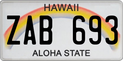 HI license plate ZAB693