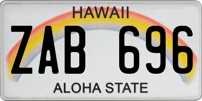 HI license plate ZAB696