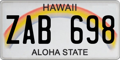 HI license plate ZAB698