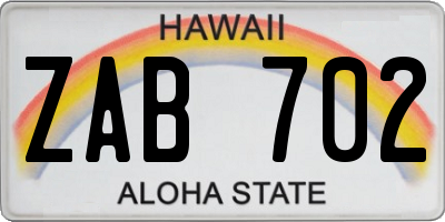 HI license plate ZAB702