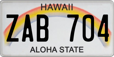 HI license plate ZAB704
