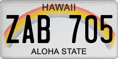 HI license plate ZAB705