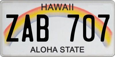 HI license plate ZAB707