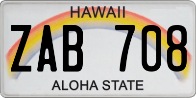 HI license plate ZAB708