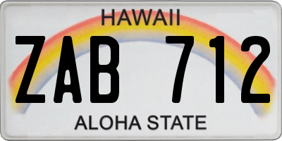 HI license plate ZAB712