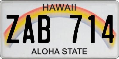 HI license plate ZAB714