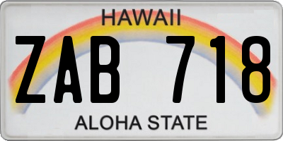 HI license plate ZAB718