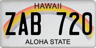HI license plate ZAB720