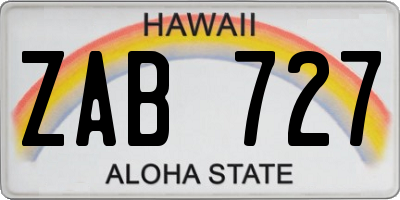 HI license plate ZAB727