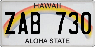 HI license plate ZAB730