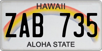 HI license plate ZAB735