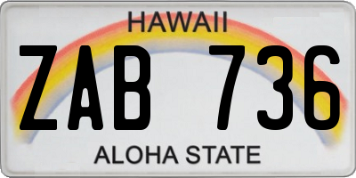HI license plate ZAB736