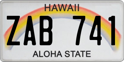 HI license plate ZAB741