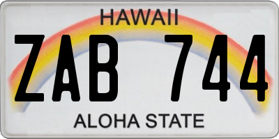 HI license plate ZAB744