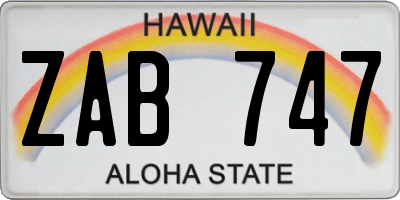 HI license plate ZAB747
