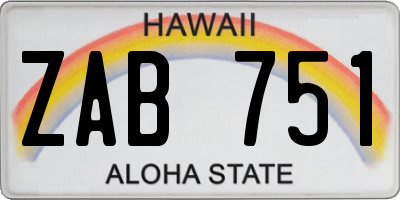 HI license plate ZAB751