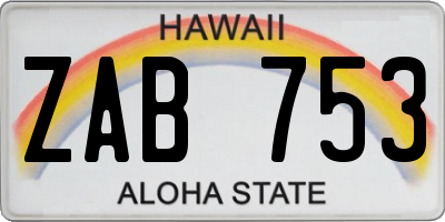 HI license plate ZAB753