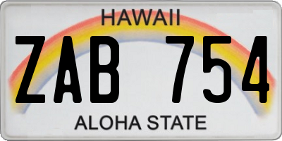 HI license plate ZAB754