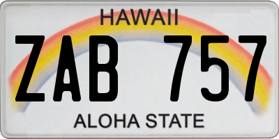 HI license plate ZAB757