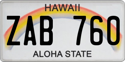 HI license plate ZAB760