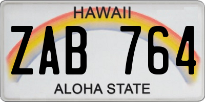 HI license plate ZAB764